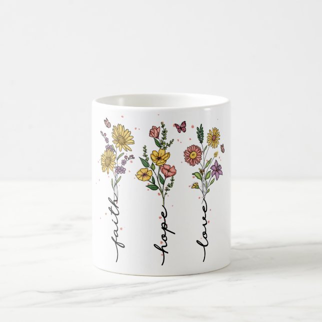 Taza De Café Sublimación floral cristiana inspiradora (Centro)