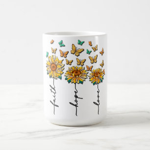 Taza De Café Sublimación inspiradora de girasol/mariposa