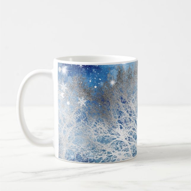 Taza De Café Sublimaciones de invierno de árboles plateados (Izquierda)