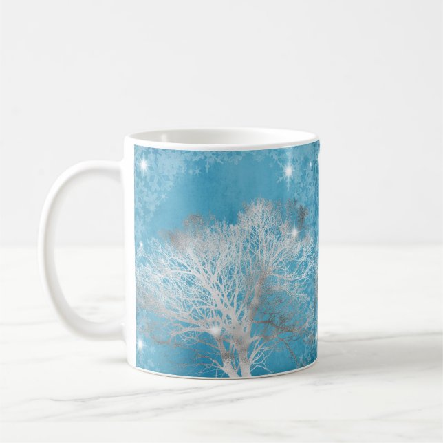 Taza De Café Sublimaciones de invierno de árboles plateados (Izquierda)
