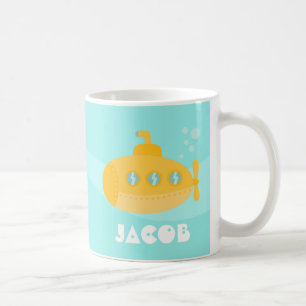 Taza De Café Submarino Amarillo Lindo, Bajo el Agua, Para Niños