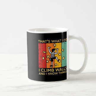 Taza De Café Subo paredes y sé cosas Retro Hombres escalada