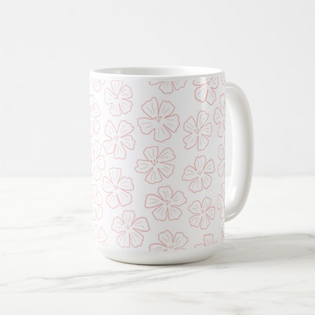 Taza De Café Subtle romantic outline floral design. wrapping pa (Anverso derecho)