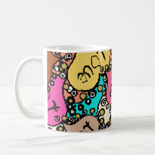 Taza De Café Subtle vintage pattern with tiny orange, black an