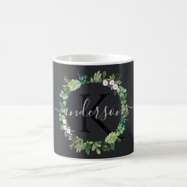 TAZA DE CAFÉ SUCCULENT WREATER FOLIAGE WATERCOLOR MONOGRAM