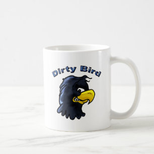 Taza de café sucia del pájaro