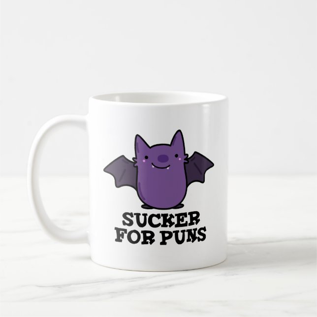 Taza De Café Sucker For Punls Funny Baby Bat Pun (Izquierda)