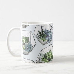 Taza De Café Suculentas Acuarios Acuarelas Patrón Seamless
