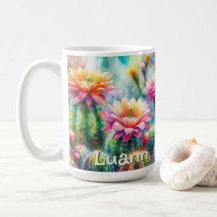 Taza De Café Suculentas Cactus Florales Personalizadas con Acua