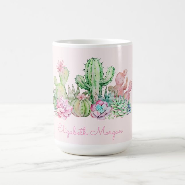 Taza De Café Suculentas Chic con Acuarela (Centro)