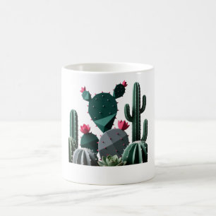 Taza De Café Suculentas minimalistas del desierto geométrico