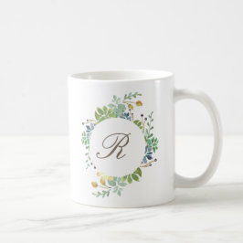 Taza De Café Suculento acuarela de jardín | Inicial