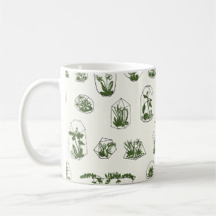 Taza De Café Suculento Florario: Diseño Geométrico Vintage.