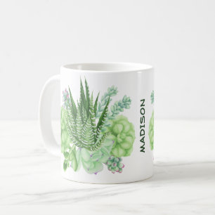 Taza De Café Suculento Ilustracion Cacti