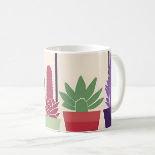 Taza De Café Suculentos coloridos y cactus