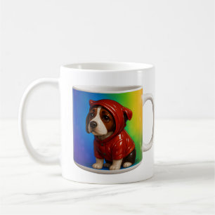 Taza De Café Sudadera con arcoíris de cachorro triste