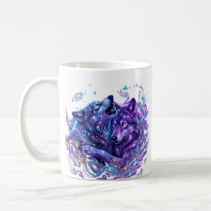 Taza De Café Sudadera con capucha de lobo de galaxia mística –