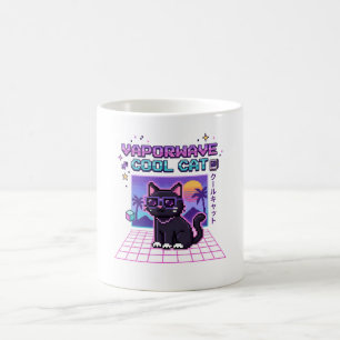Taza De Café Sudadera con capucha gráfica de gato genial Vaporw