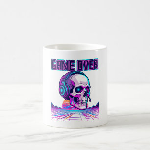 Taza De Café Sudadera con gráfico retro de Game Over de cráneo