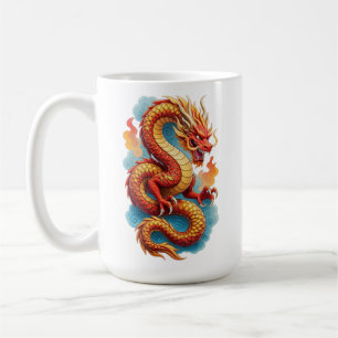 Taza De Café Sudadera con ilustración ardiente del dragón rojo