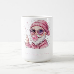 Taza De Café Sudadera divertida de Papá Noel rosa con pulgar ha