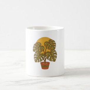 Taza De Café Sudadera Gráfica de Hoja de Monstera Moderna de Mi
