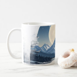 Taza De Café Sudadera paisaje montañoso de luna llena