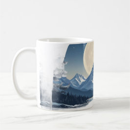 Taza De Café Sudadera paisaje montañoso de luna llena