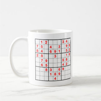 Taza De Café Sudoku cardíaco con rompecabezas descargable