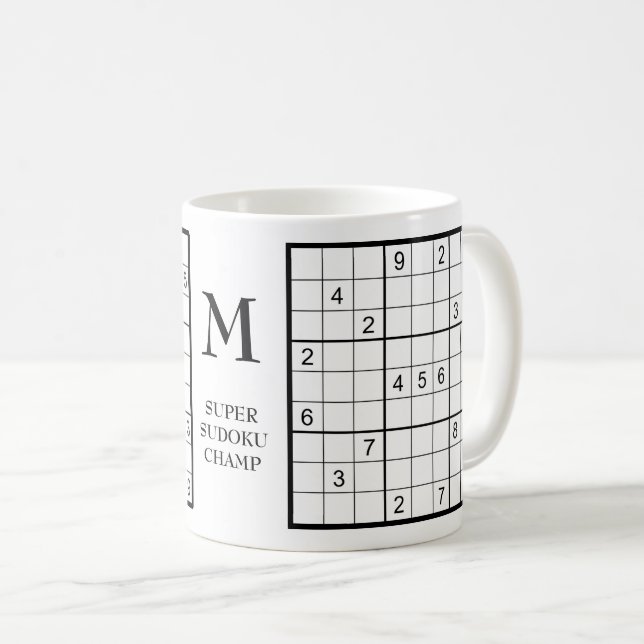 Taza De Café Sudoku Monograma Nombre (Anverso derecho)