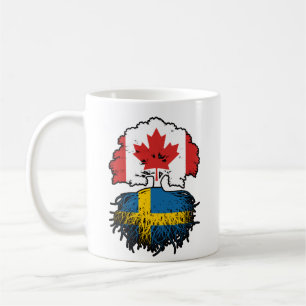 Taza De Café Suecia Bandera sueca canadiense de raíces de árbol