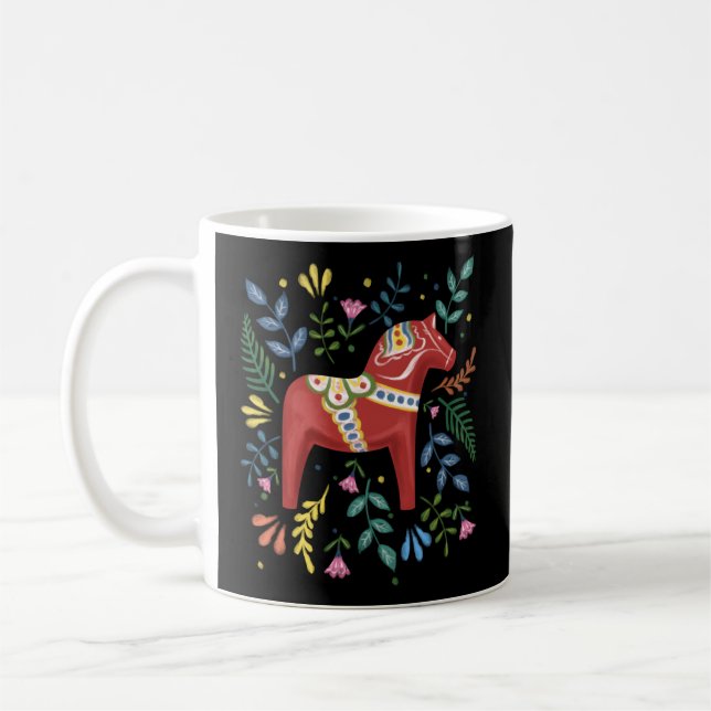 Taza De Café Sueco Dala Horse Folk Bandera de Suecia Dalahelmso (Izquierda)