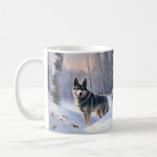 Taza De Café Sueco Vallhund deja que nieve Navidades