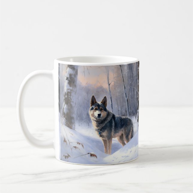 Taza De Café Sueco Vallhund deja que nieve Navidades (Izquierda)