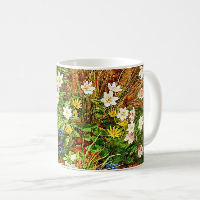 Taza De Café Suelo forestal con anémonas y violetas (Anverso derecho)