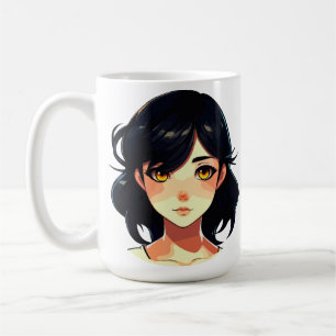 Taza De Café Sueño de Anime Romántico: Belleza de Cabello Azul