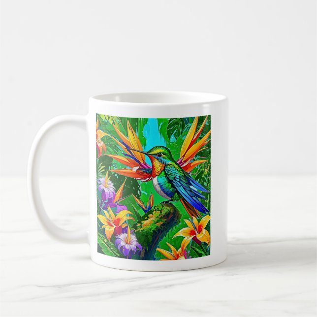 Taza De Café Sueño de Colibrí Vibrante (Izquierda)