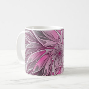 Taza De Café Sueño de flores rosadas fractales, patrón de fanta