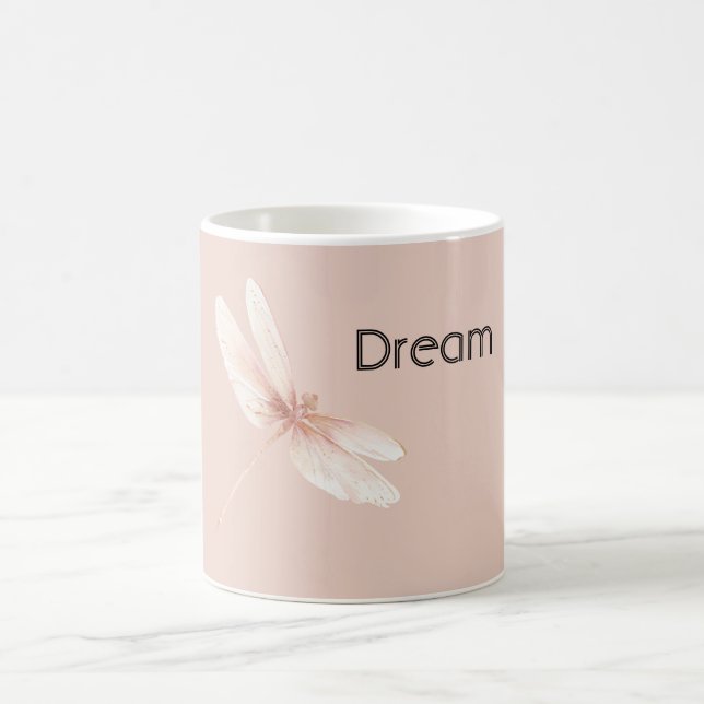 Taza De Café Sueño de libélula de melocotón (Centro)