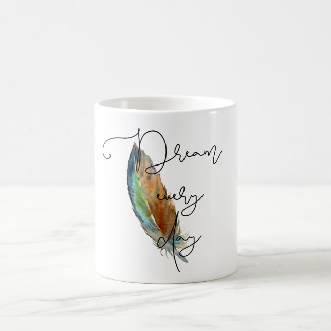Taza De Café Sueño de plumas acuarelas (Centro)