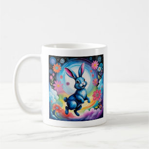 Taza De Café Sueño Feliz Conejo Azul Alegría