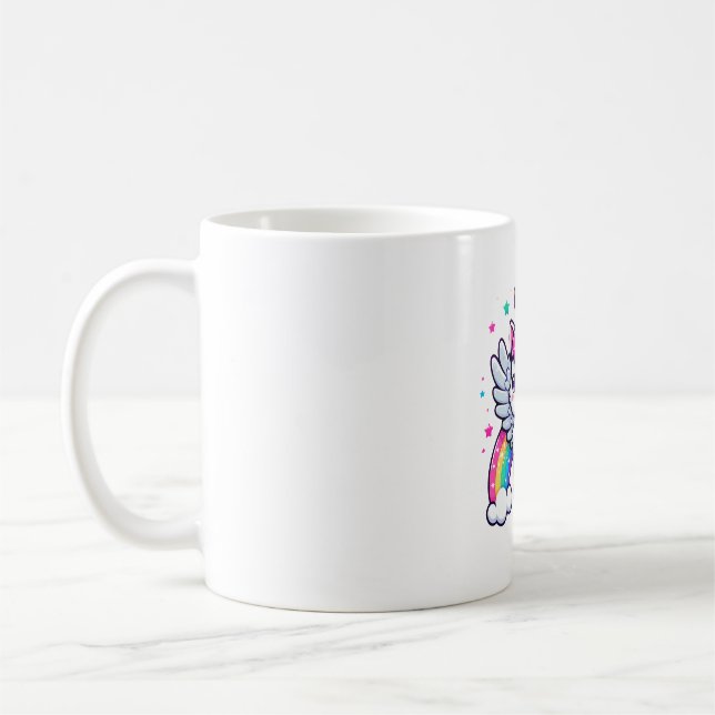 Taza De Café Sueño gato unicornio con alas resplandecientes (Izquierda)