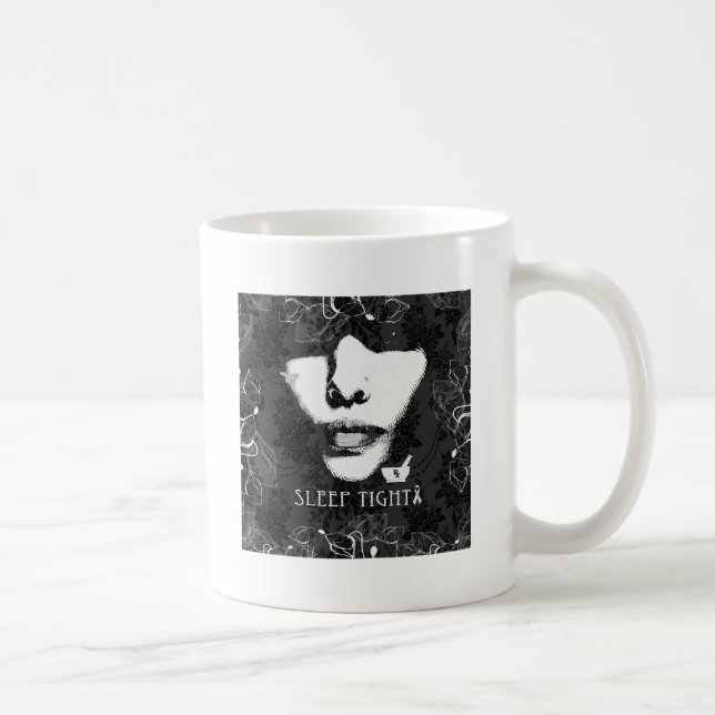 Taza De Café Sueño Jane apretada. Blanco y negro. (Derecha)