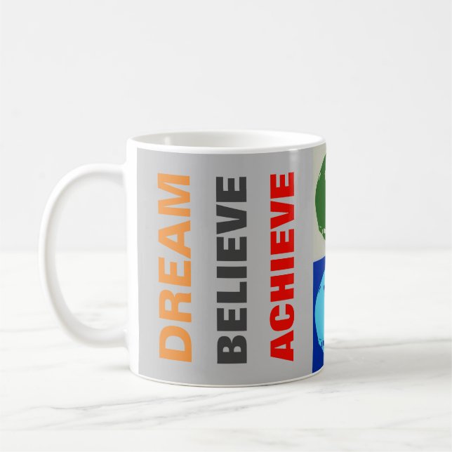 Taza De Café Sueño motivacional creer en lograr el fútbol (Izquierda)