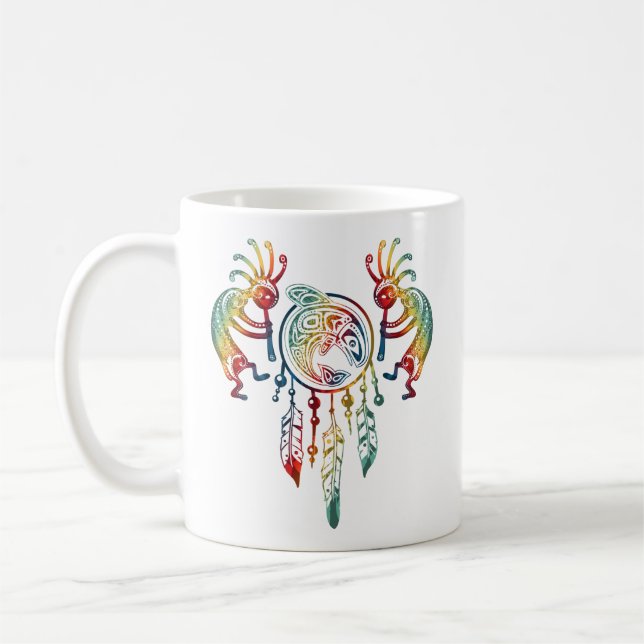 Taza De Café Sueño nativo americano de ballena Kokopelli 1 (Izquierda)
