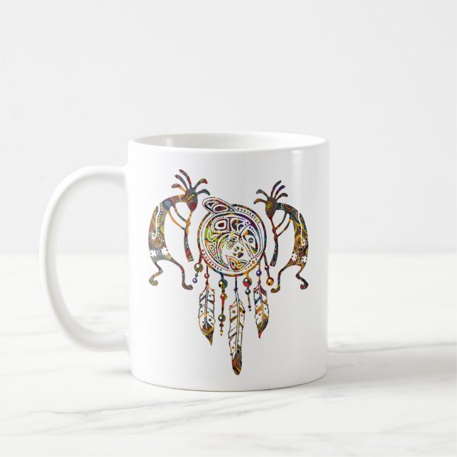 Taza De Café Sueño nativo americano de ballena Kokopelli 2 (Izquierda)