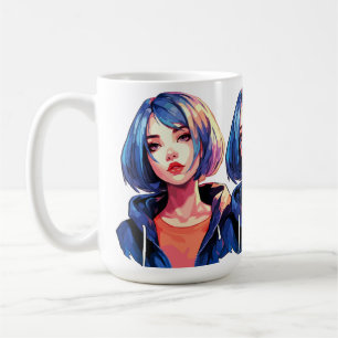 Taza De Café Sueño violeta: Chica anime con atuendo elegante