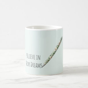 Taza De Café Sueños de bolígrafo floral verde bonito