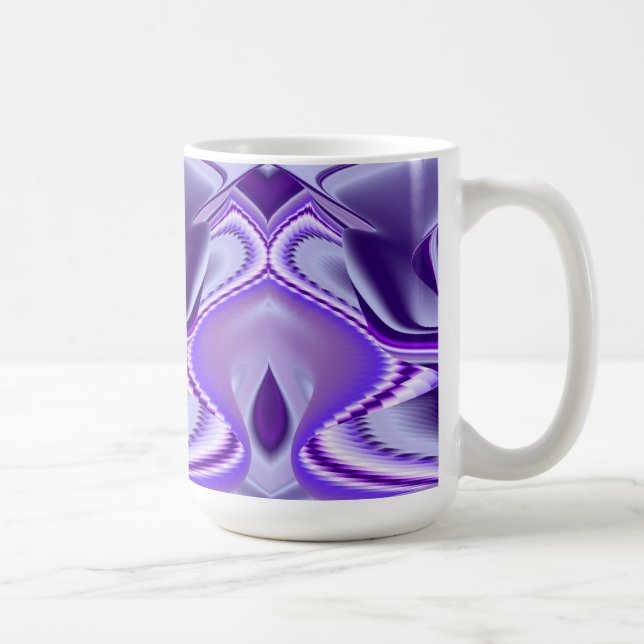 Taza De Café Sueños de flores moradas, arte arcoiris abstracto (Derecha)