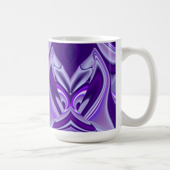 Taza De Café Sueños de flores moradas, arte arcoiris abstracto (Derecha)